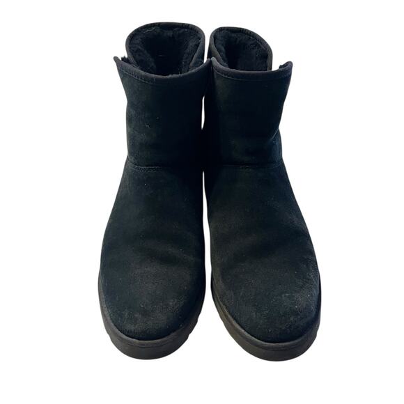 Ugg Kristin Wedge Boots •9.5• Black Suede Sheepskin Pull On Ankle 1012497 EXC - Picture 5 of 11